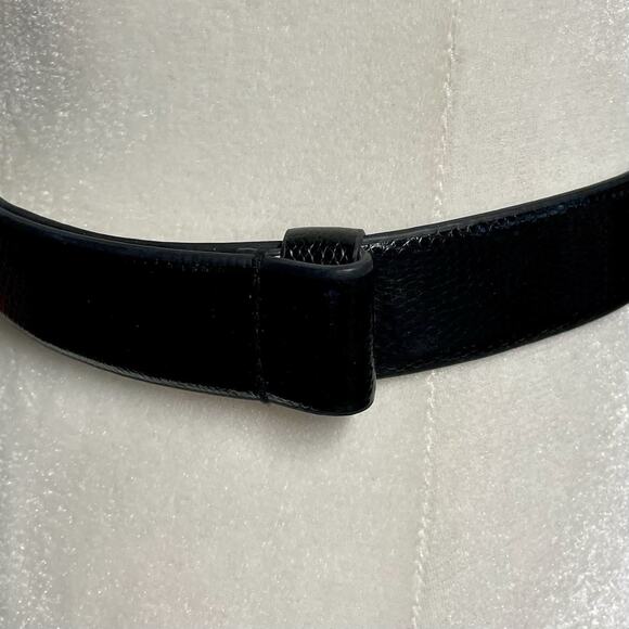 Chicos Leather Slide Belt Size S/M Black Turquoise Silver Tone Buckle Boho - Picture 4 of 8